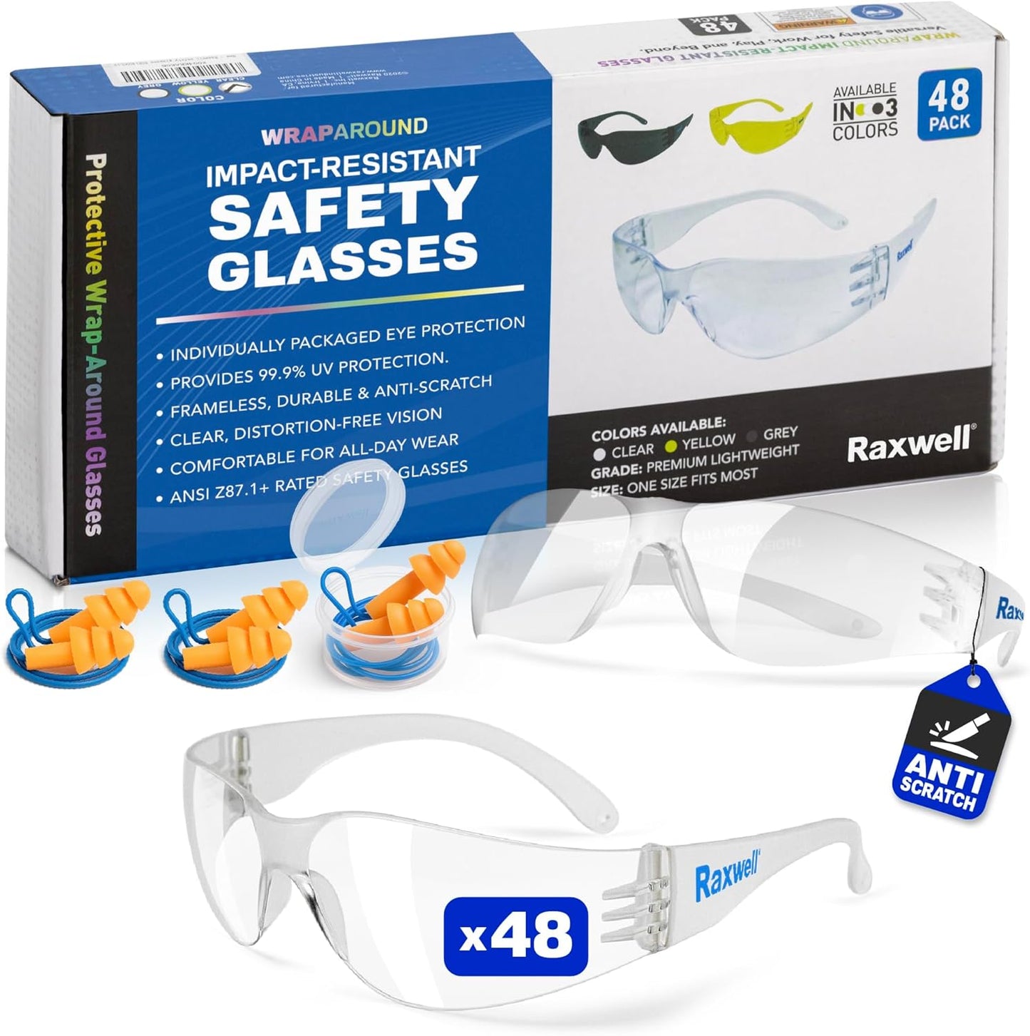 Raxwell Clear Safety Glasses for Impact-Resistant Eye Protection