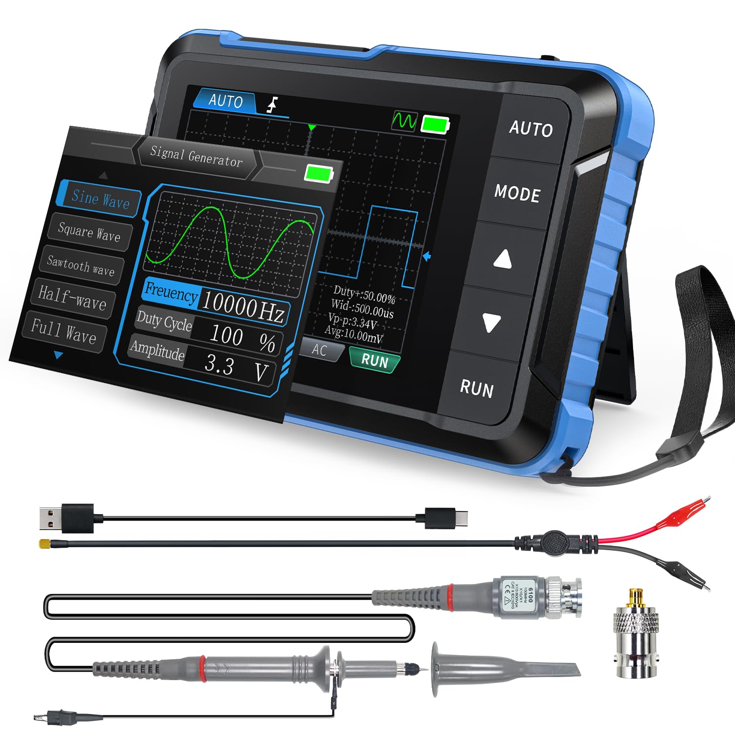 FNIRSI DSO153 Handheld Oscilloscope with Signal Generator Features