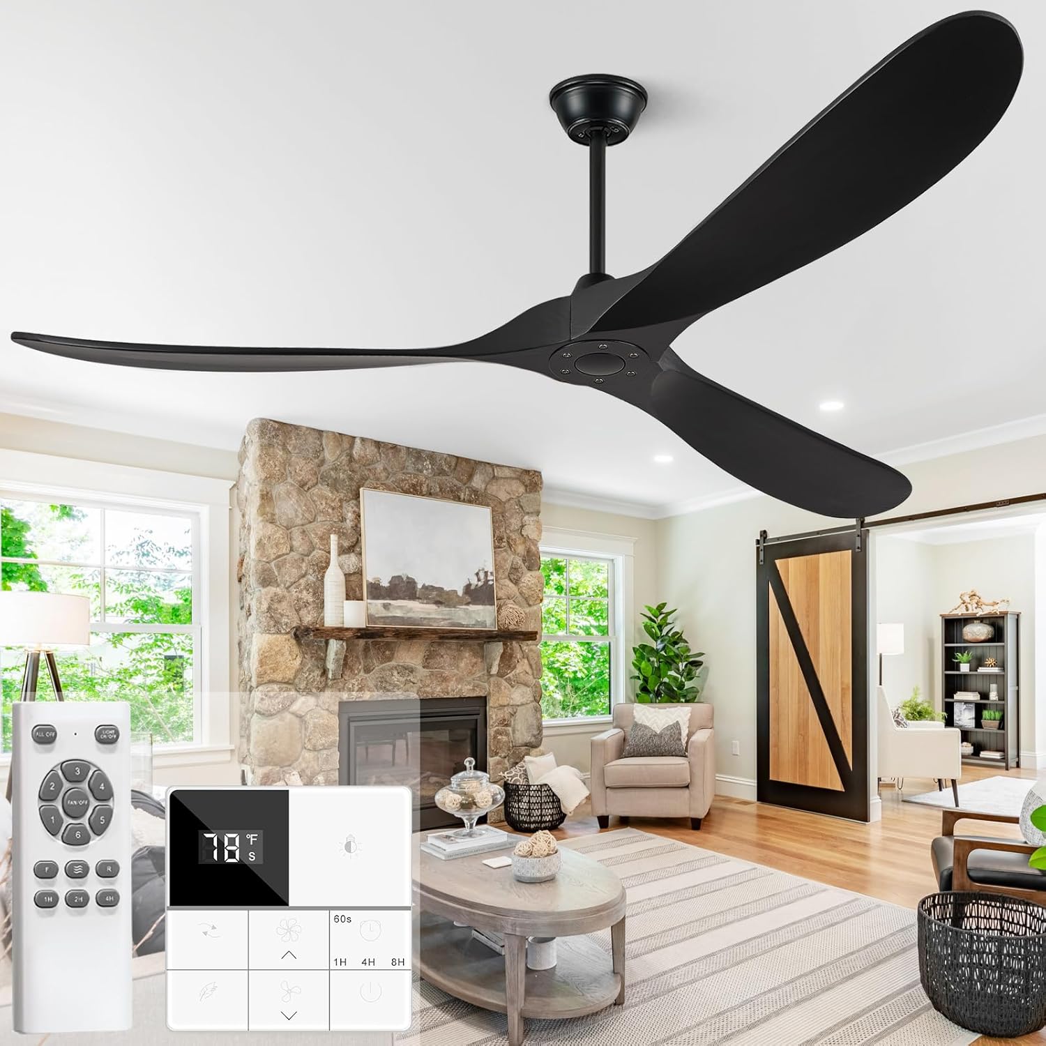Eliora 72 Inch Ceiling Fan with Remote for Outdoor Spaces