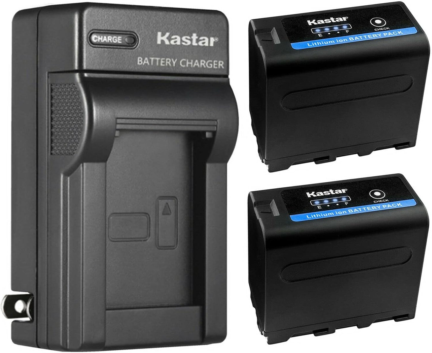 Kastar NP-F970PRO Battery 2-Pack with AC Wall Charger for Cameras