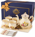 YOLIFE Porcelain Tea Set Vintage Flowering Shrubs - Elegant Tea