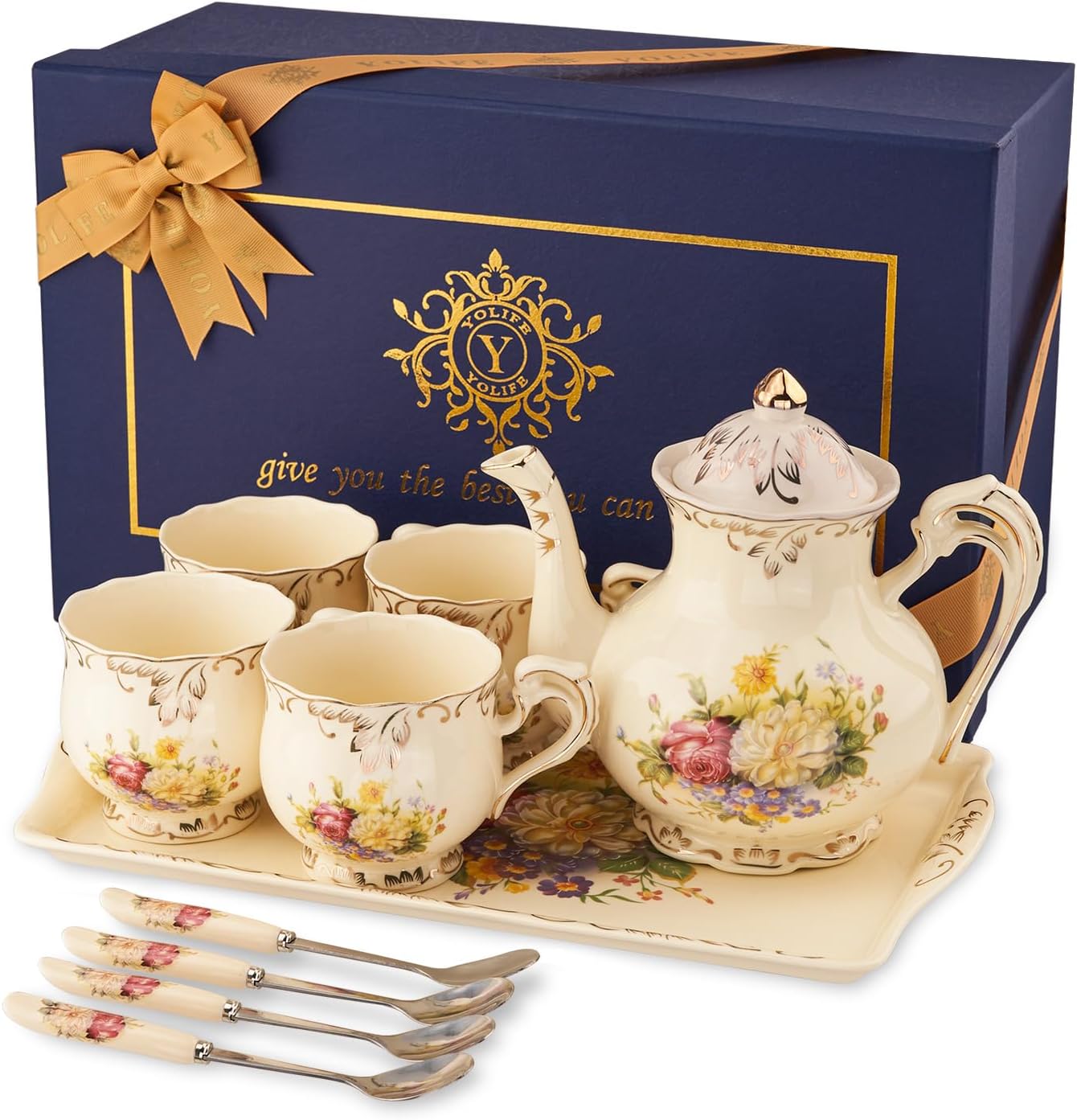 YOLIFE Porcelain Tea Set for Elegant Tea Parties and Gifts
