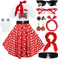 Retro 10 pack sock hop costumes for women featuring poodle skirts