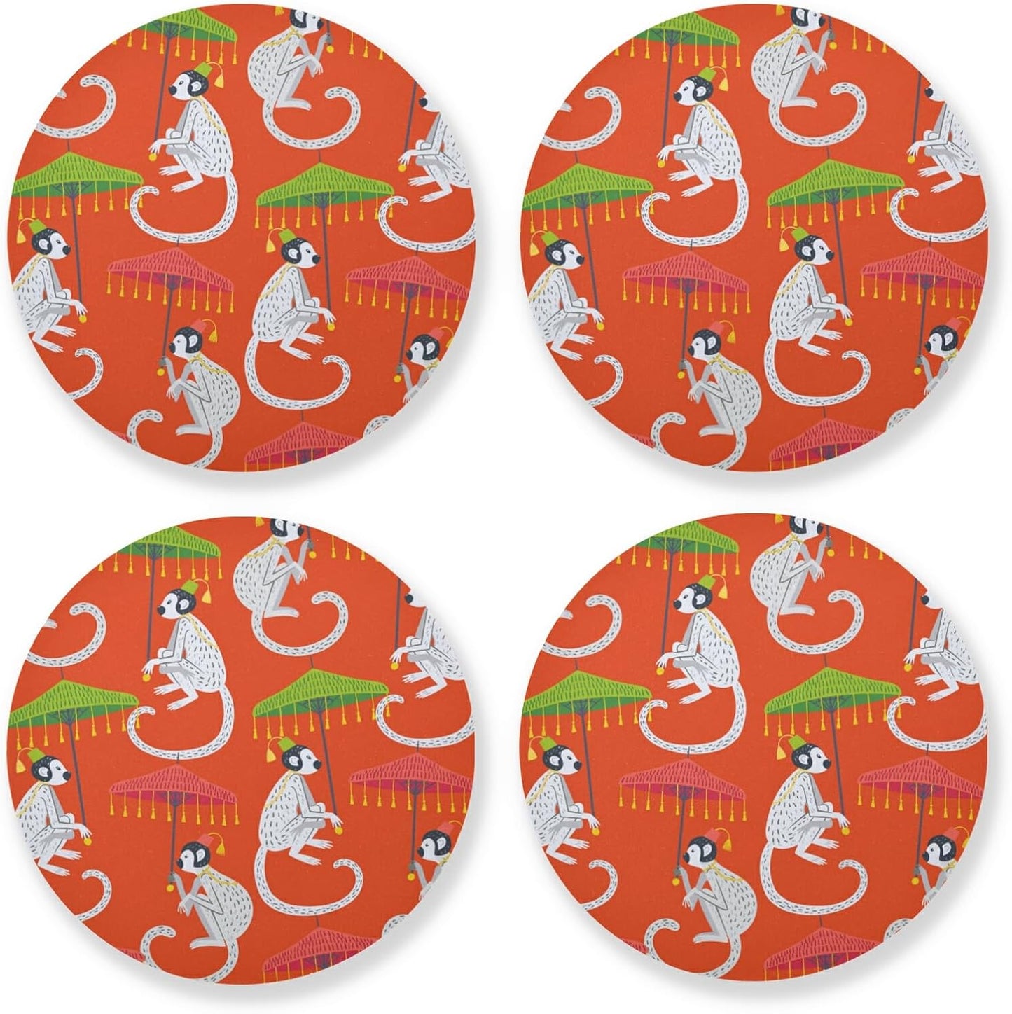 Set of 4 Monkey Coasters - Stylish Protection!