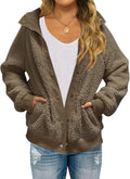 Womens Fleece Sherpa Jacket - Button Down Warm Outerwear