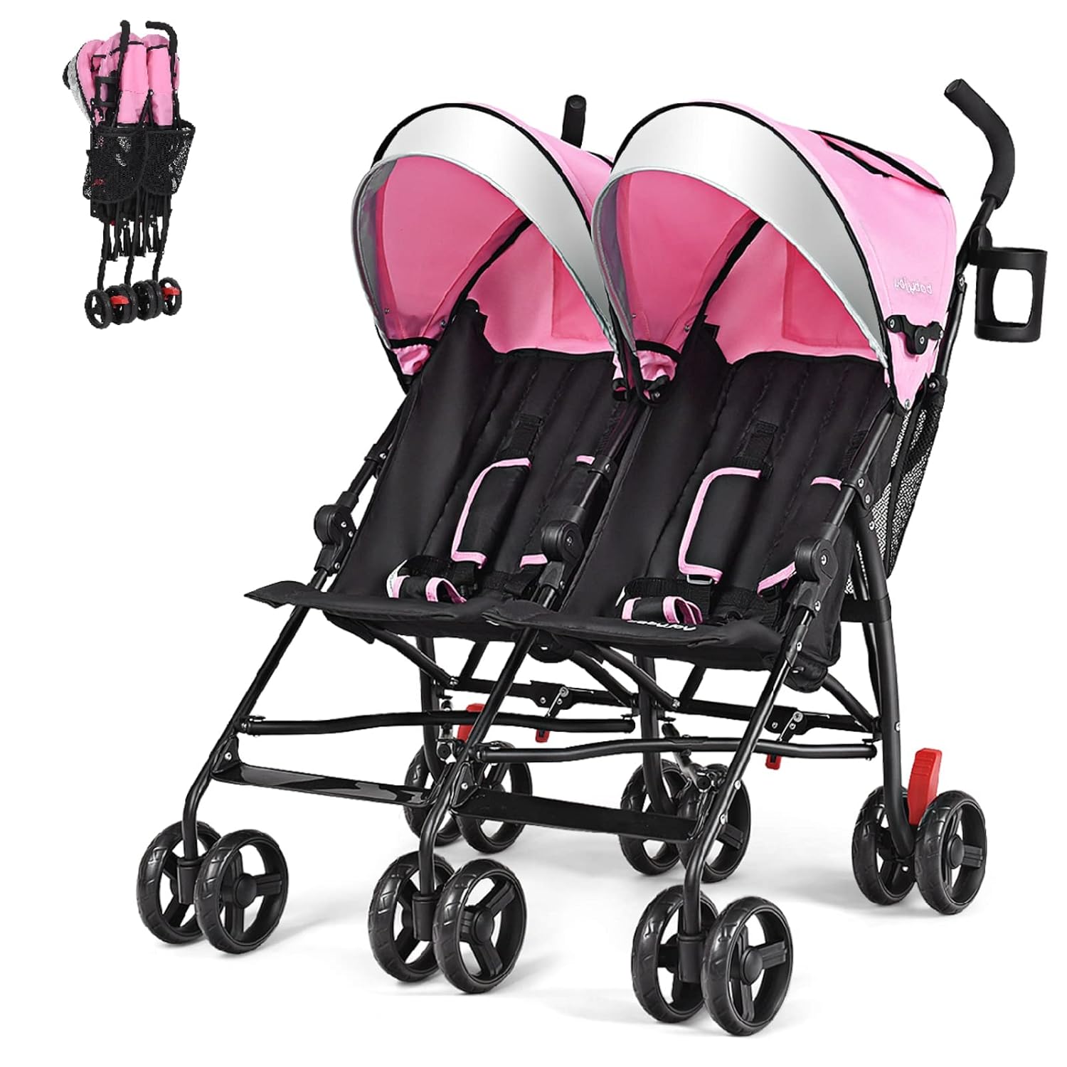 HONEY JOY Double Umbrella Stroller for Twins, Lightweight & Compact
