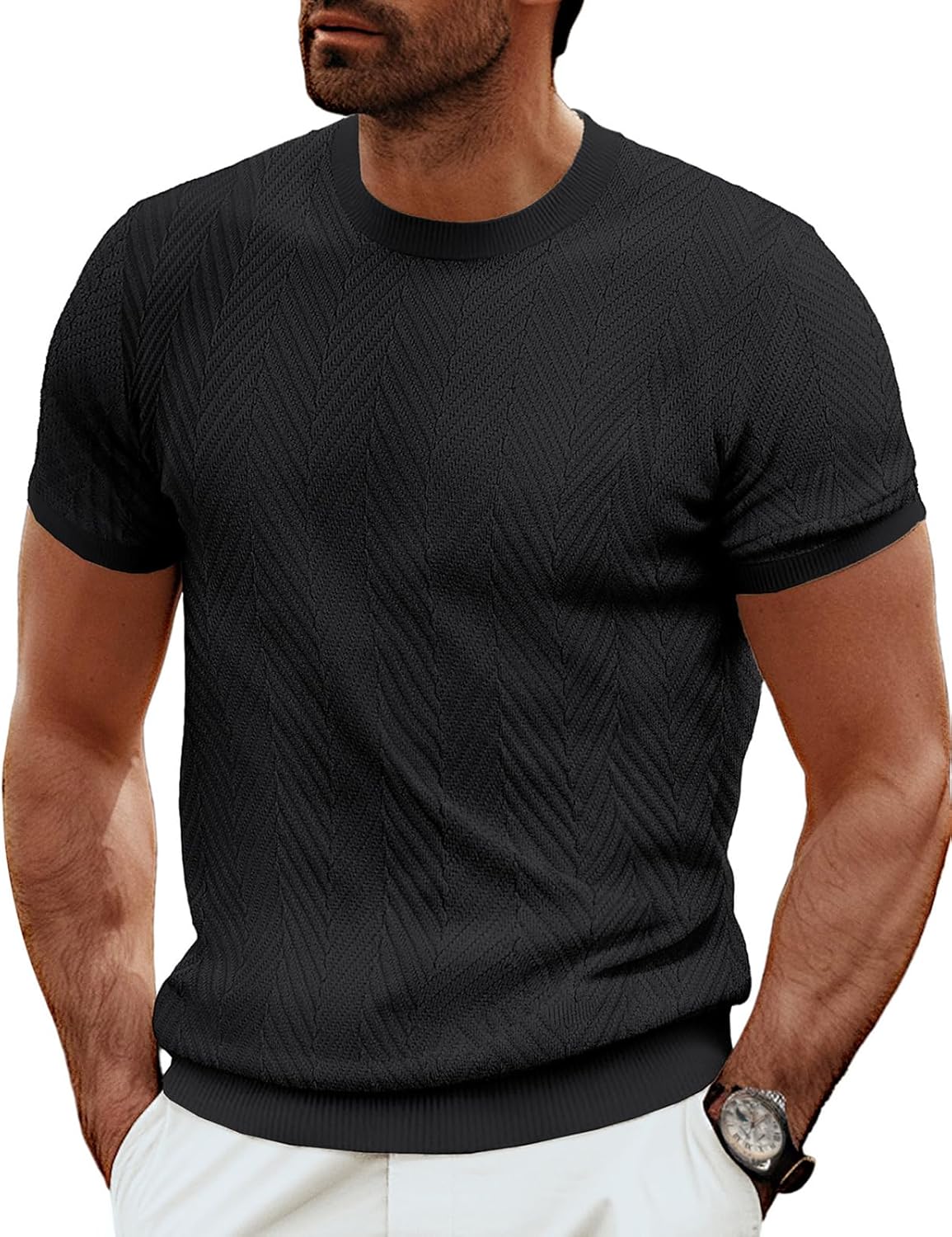 PJ PAUL JONES Men's Short Sleeve Knit T-Shirts for Casual Style