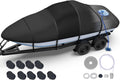 Heavy Duty Boat Cover 16-18.5 ft Black - 1400D Middle Reinforced
