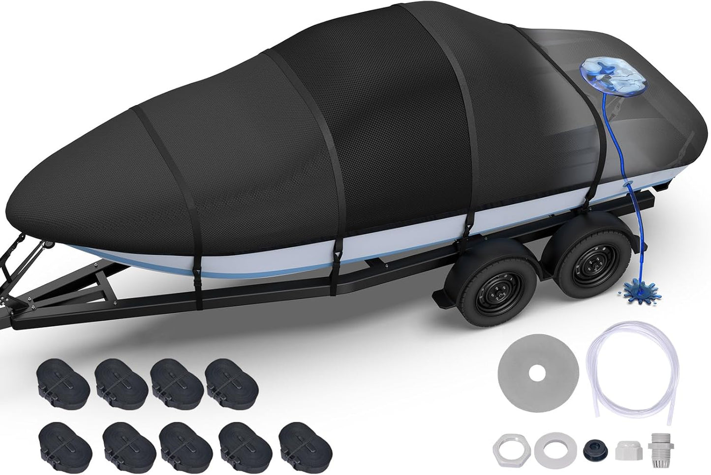 Heavy Duty Boat Cover 16ft-18.5ft with Fast Drainage Kits