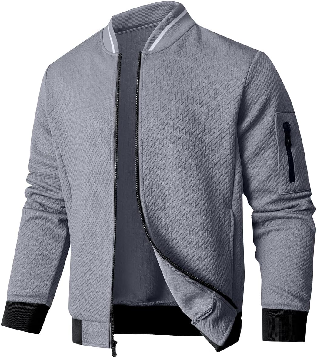 Mens Loose Fit Lightweight Bomber Jacket for Casual Style