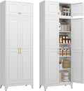 Kitchen Pantry Cabinet 90in Tall Metal Storage Cabinet - Sturdy White
