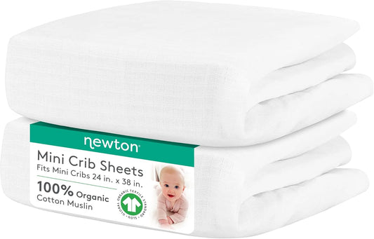 Newton Baby Fitted Mini Crib Sheets - Organic Muslin Cotton