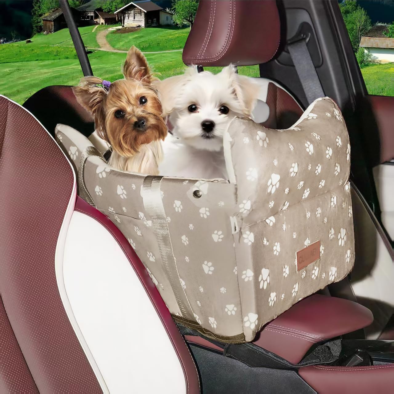 Console Dog Car Seat with Safety Leash for Small & Medium Dogs
