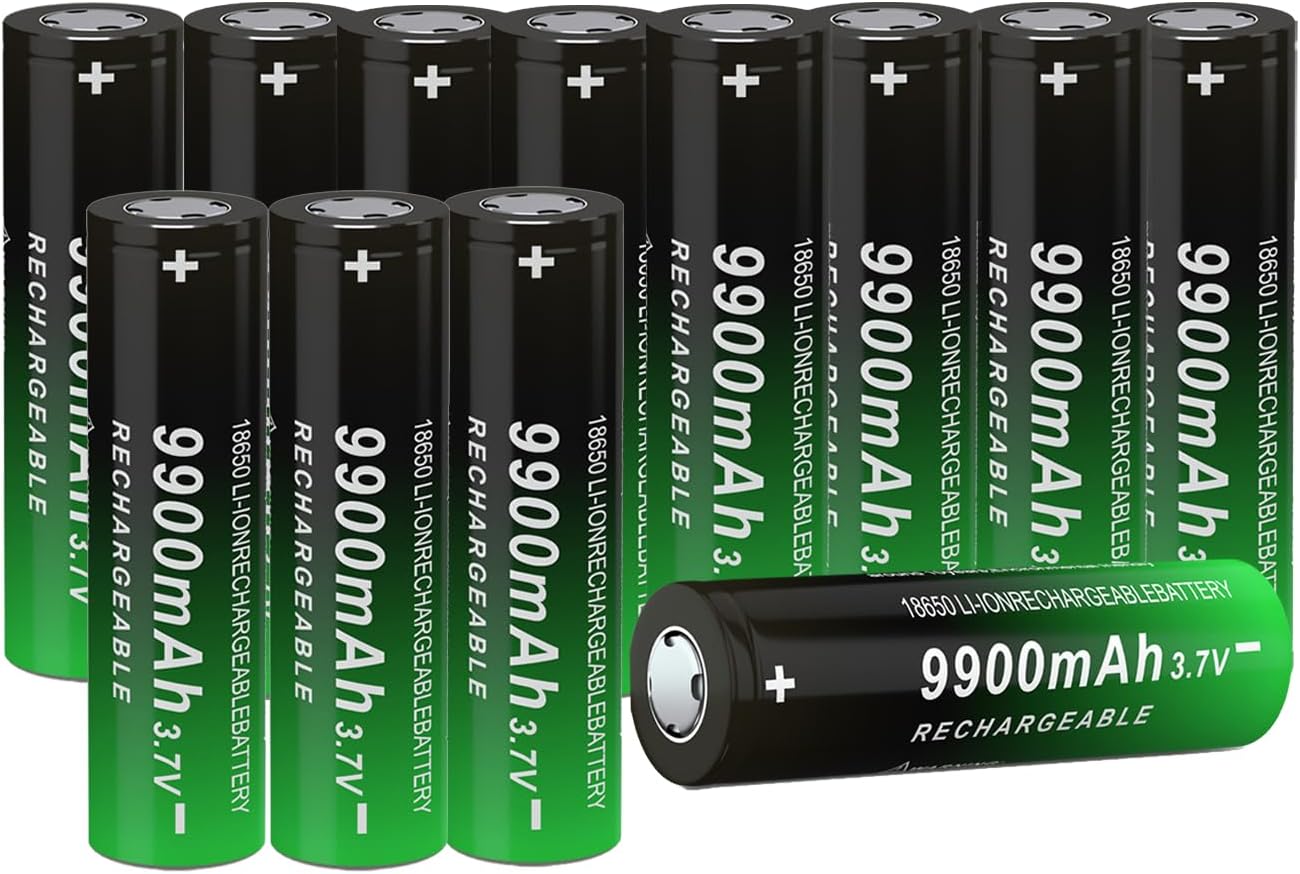 12Pcs 18650 Rechargeable Battery for Flashlights and Headlamps