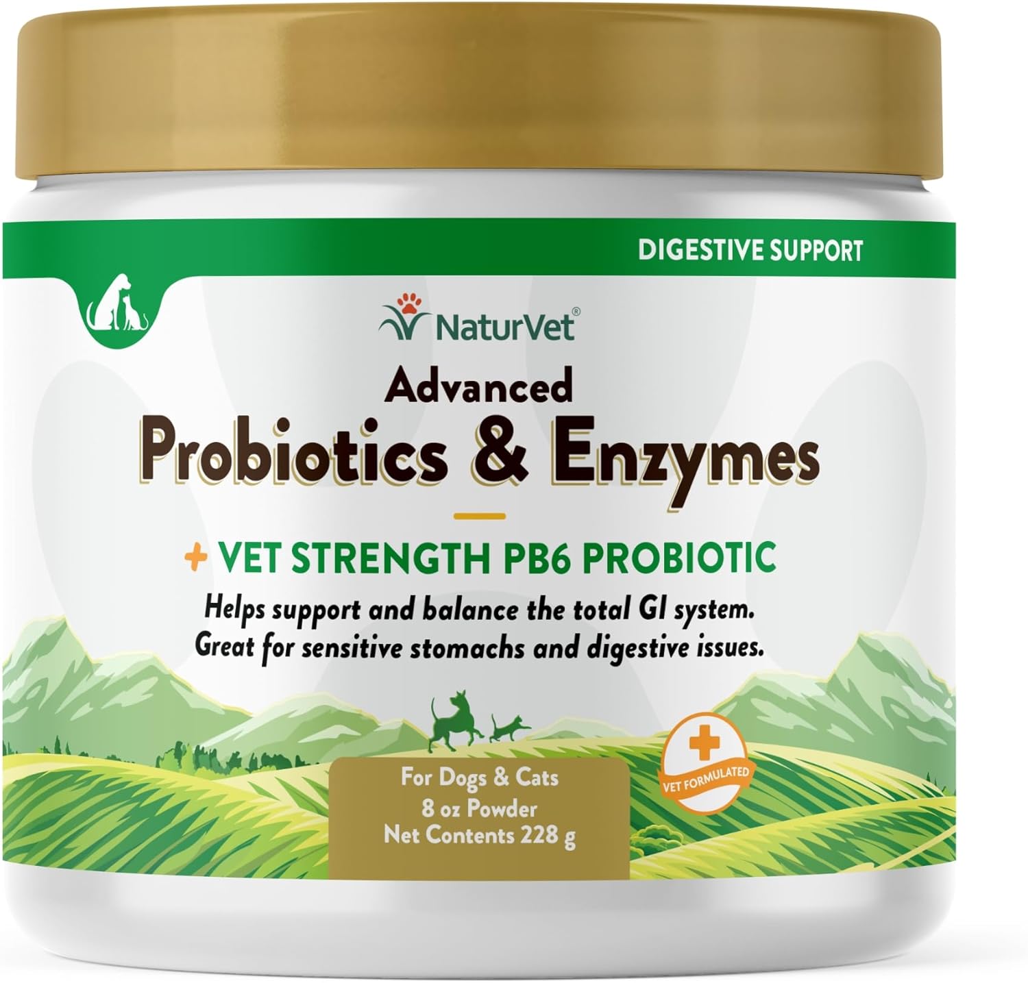 NaturVet Advanced Probiotics & Enzymes for Dogs & Cats 8 oz