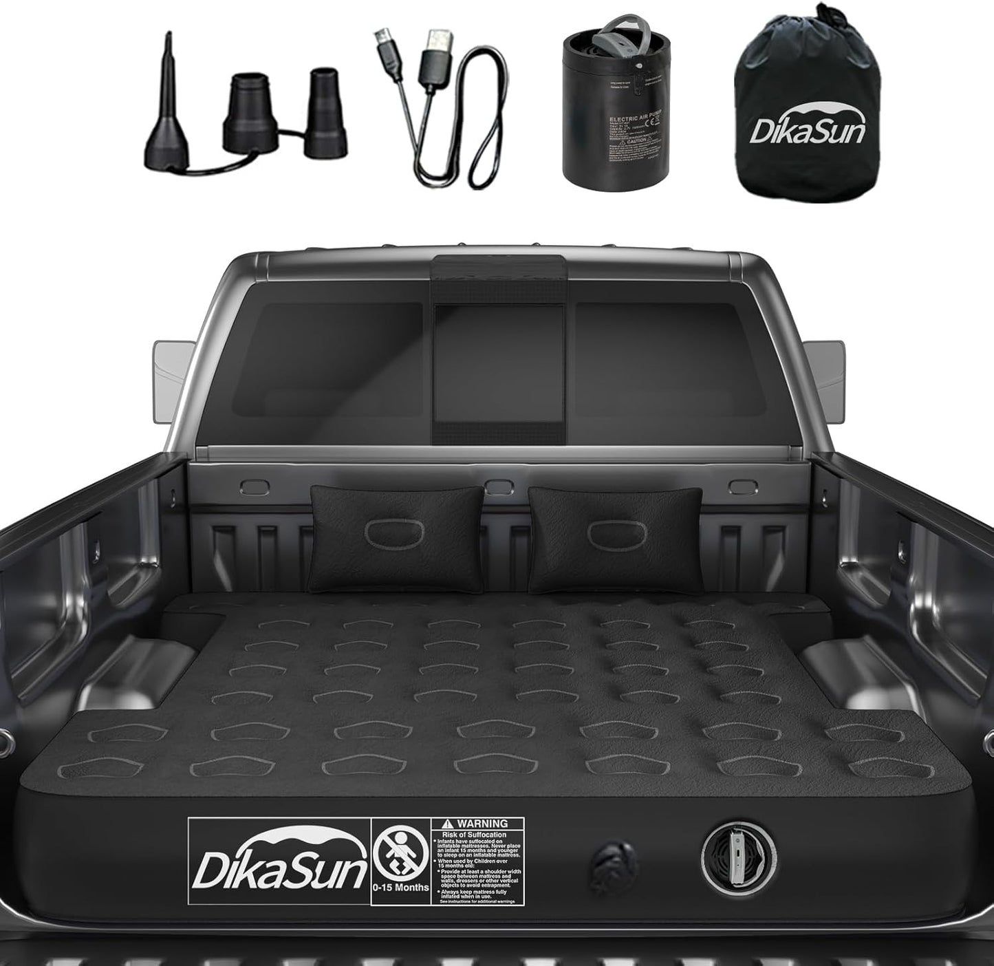 DikaSun Rechargeable Truck Bed Air Mattress - Comfortable Camping Sleep