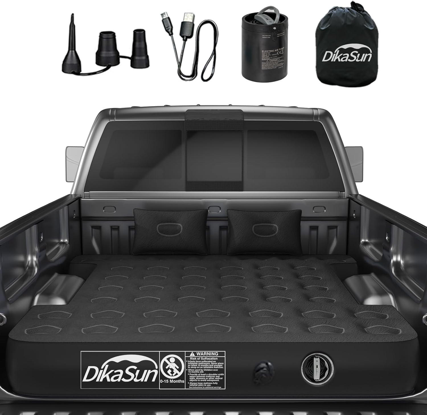 DikaSun Rechargeable Truck Bed Air Mattress - Comfortable Camping Sleep