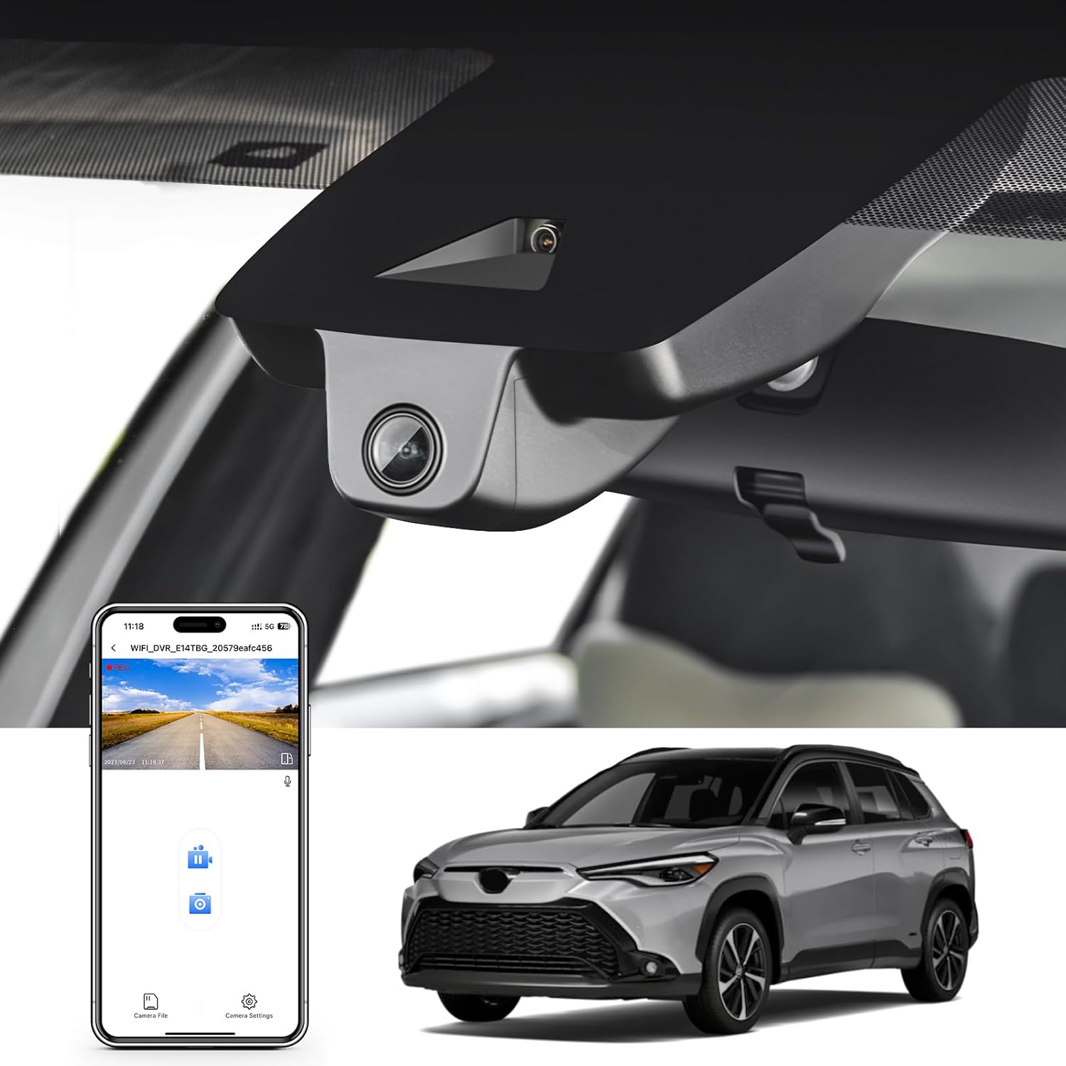 4K Dash Cam Custom Fit for Toyota Corolla Cross by Mangoal