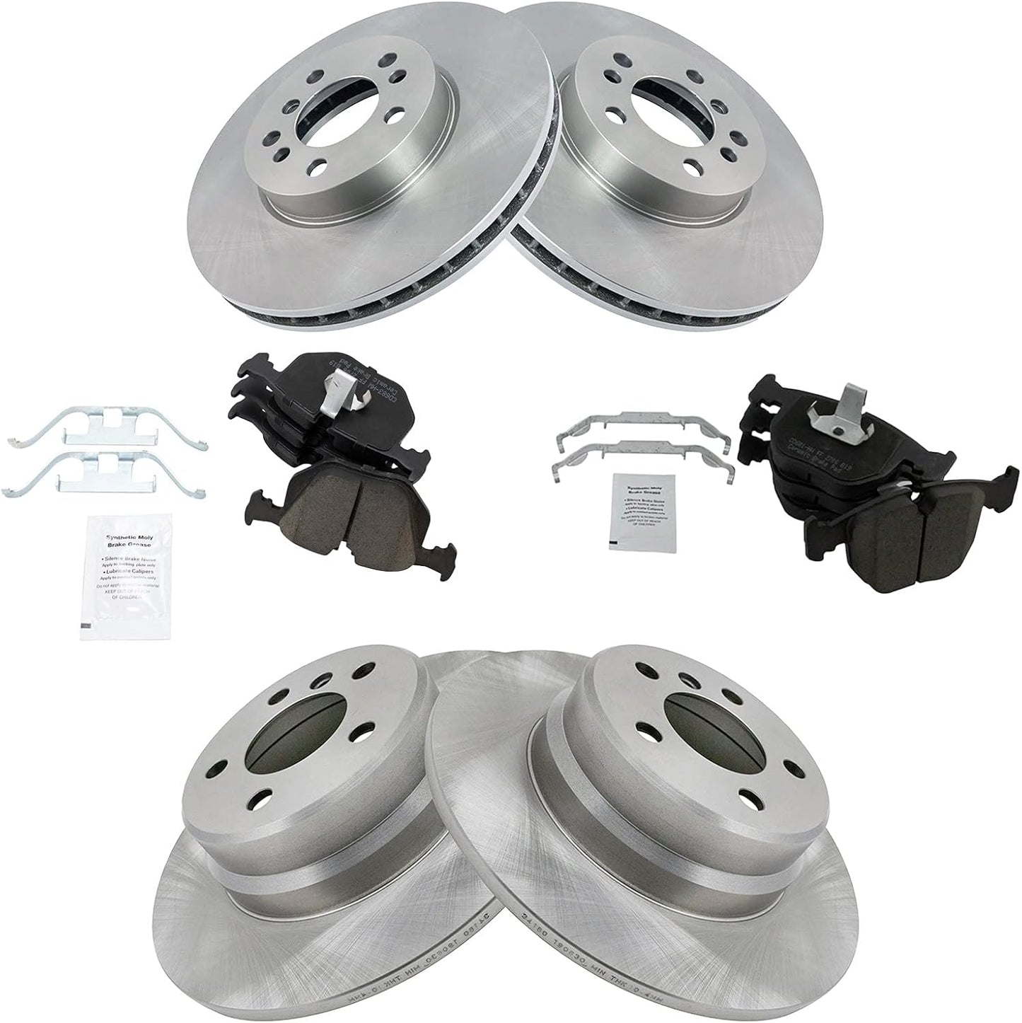 TRQ Front and Rear Brake Pad & Rotor Kit for BMW X5 2000-2006