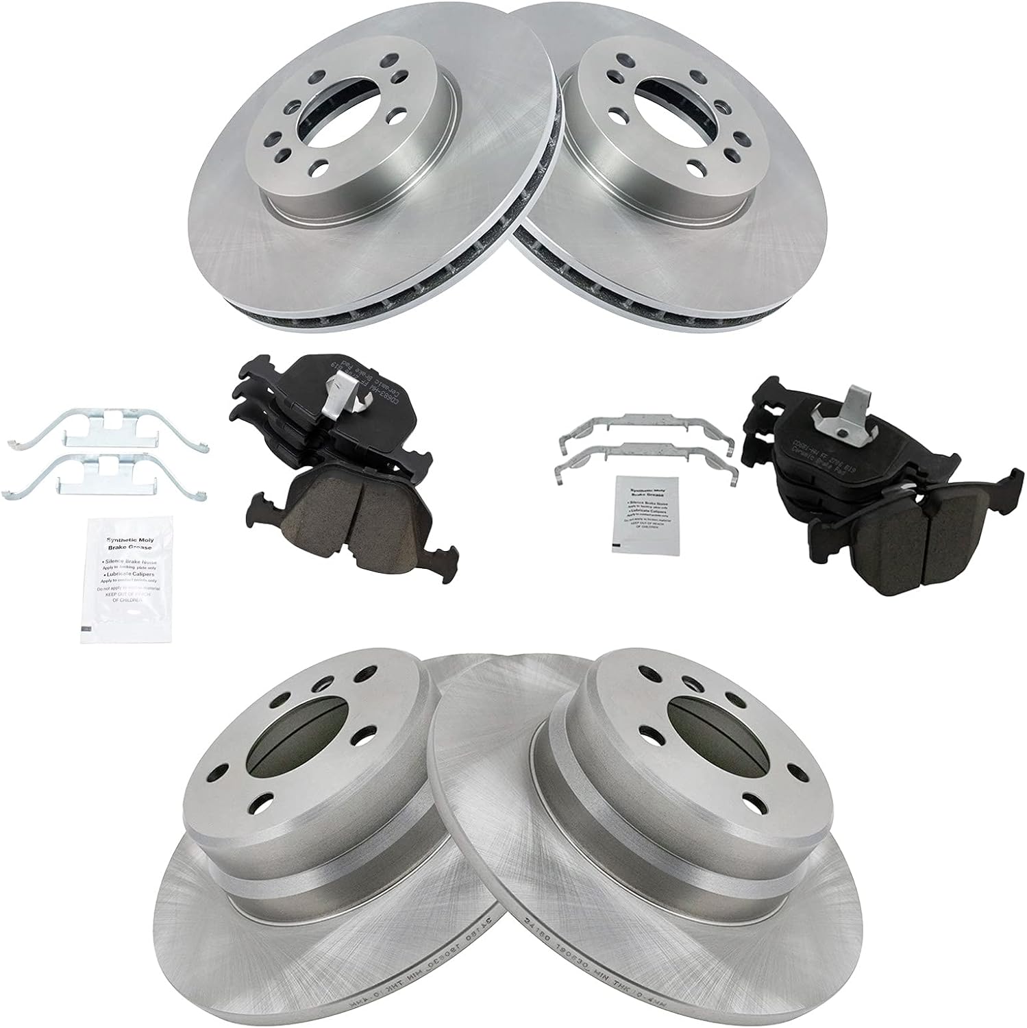TRQ Front and Rear Brake Pad & Rotor Kit for BMW X5 2000-2006