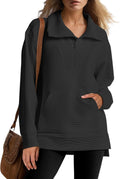 Oversized Quarter Zip Long Sleeve Tunic Sweatshirt for Women