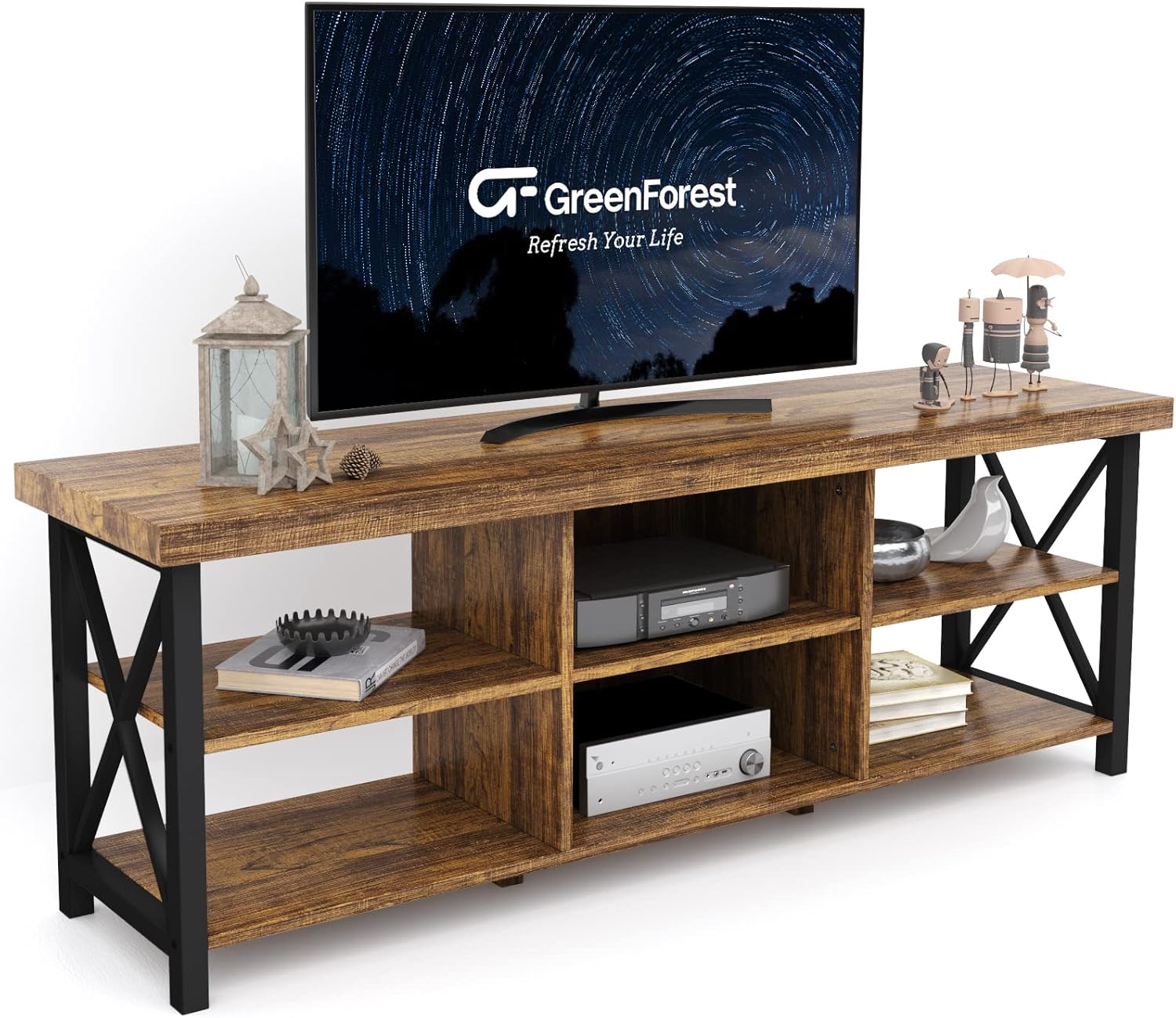 Farmhouse TV Stand with 6 Storage - Fits 65 TV