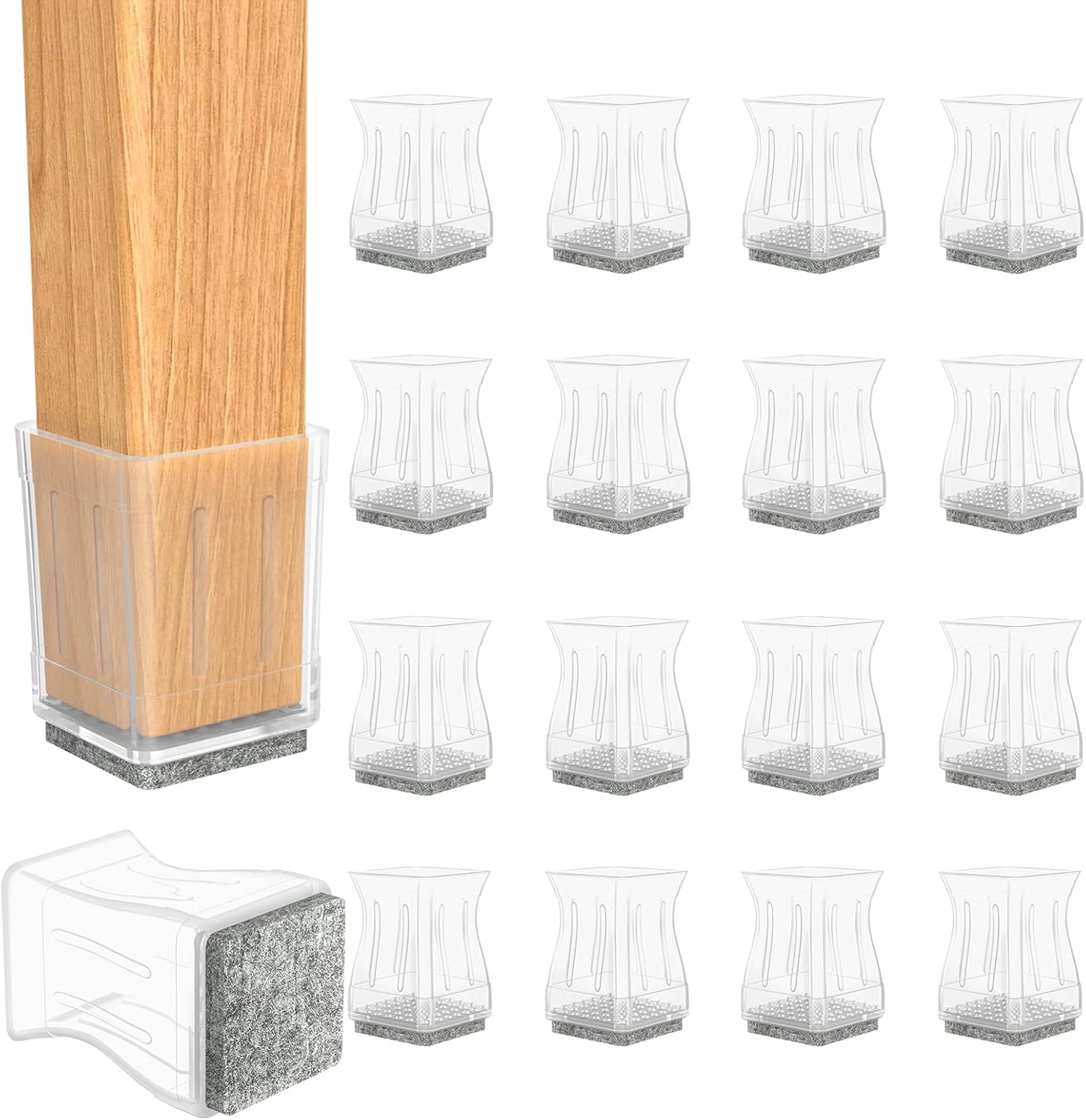 Floor Protection 16Pcs Chair Leg Caps, Reduce Noise, Move Easily