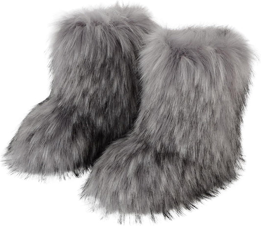 Valpeak Snow Boots for Women 2024 Furry Knee High Flat Heel