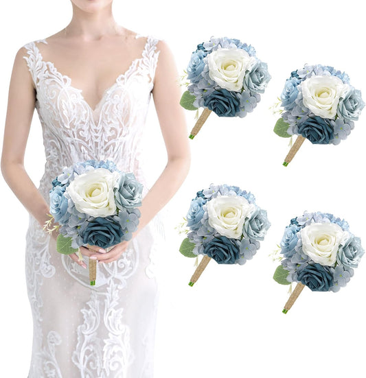 Artificial Bridesmaids Bouquets Set of 4 for Elegant Weddings