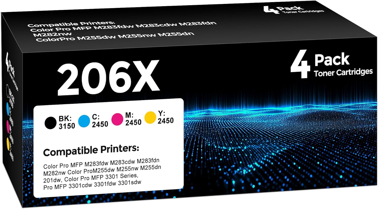 206X High Yield Toner Cartridge 4Pack for HP Color LaserJet
