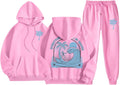 Cute Pink Graphic Sweatsuits 2 Piece Outfit for Teen Girls - Cozy