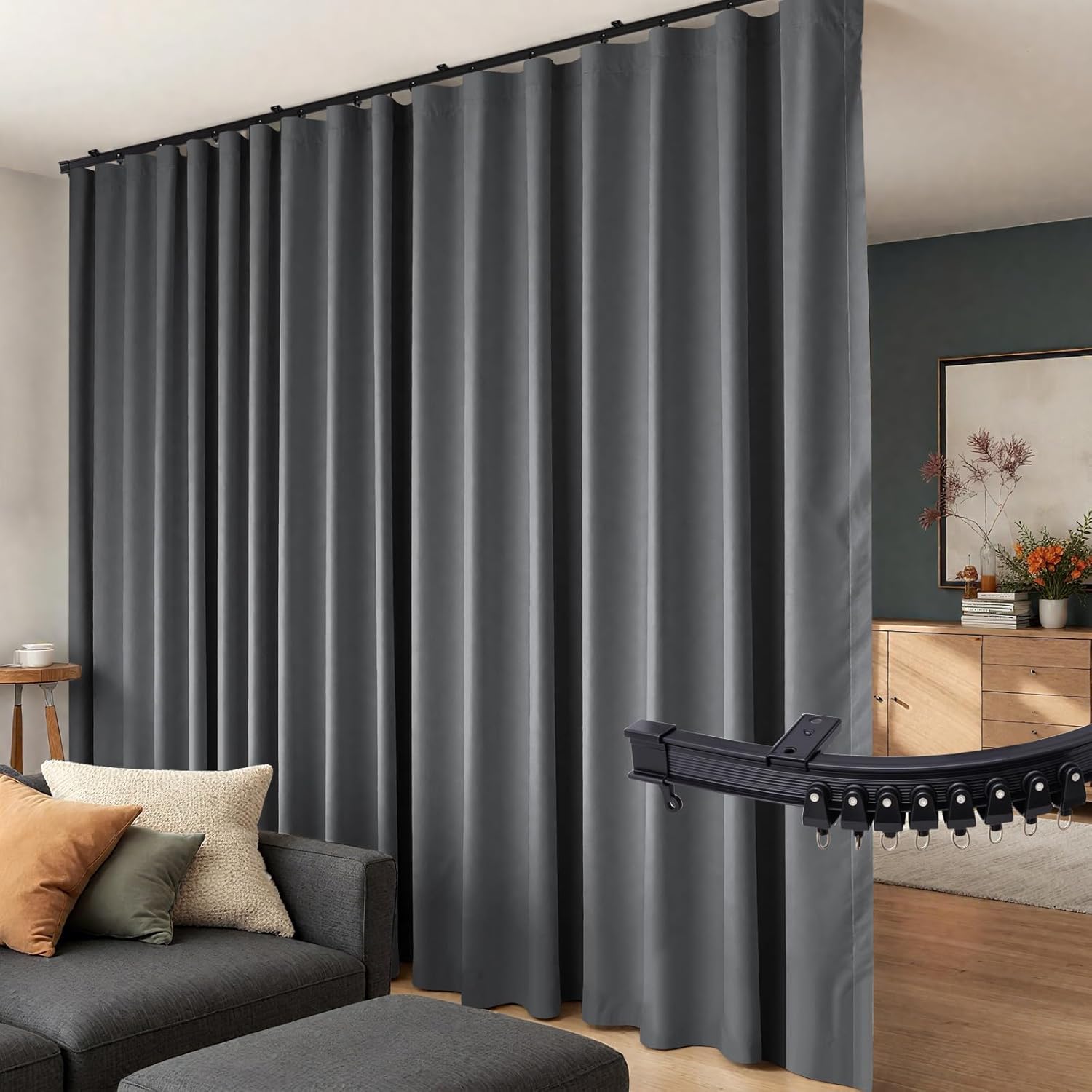 Flexible Ceiling Track Room Divider Curtains for Privacy and Light