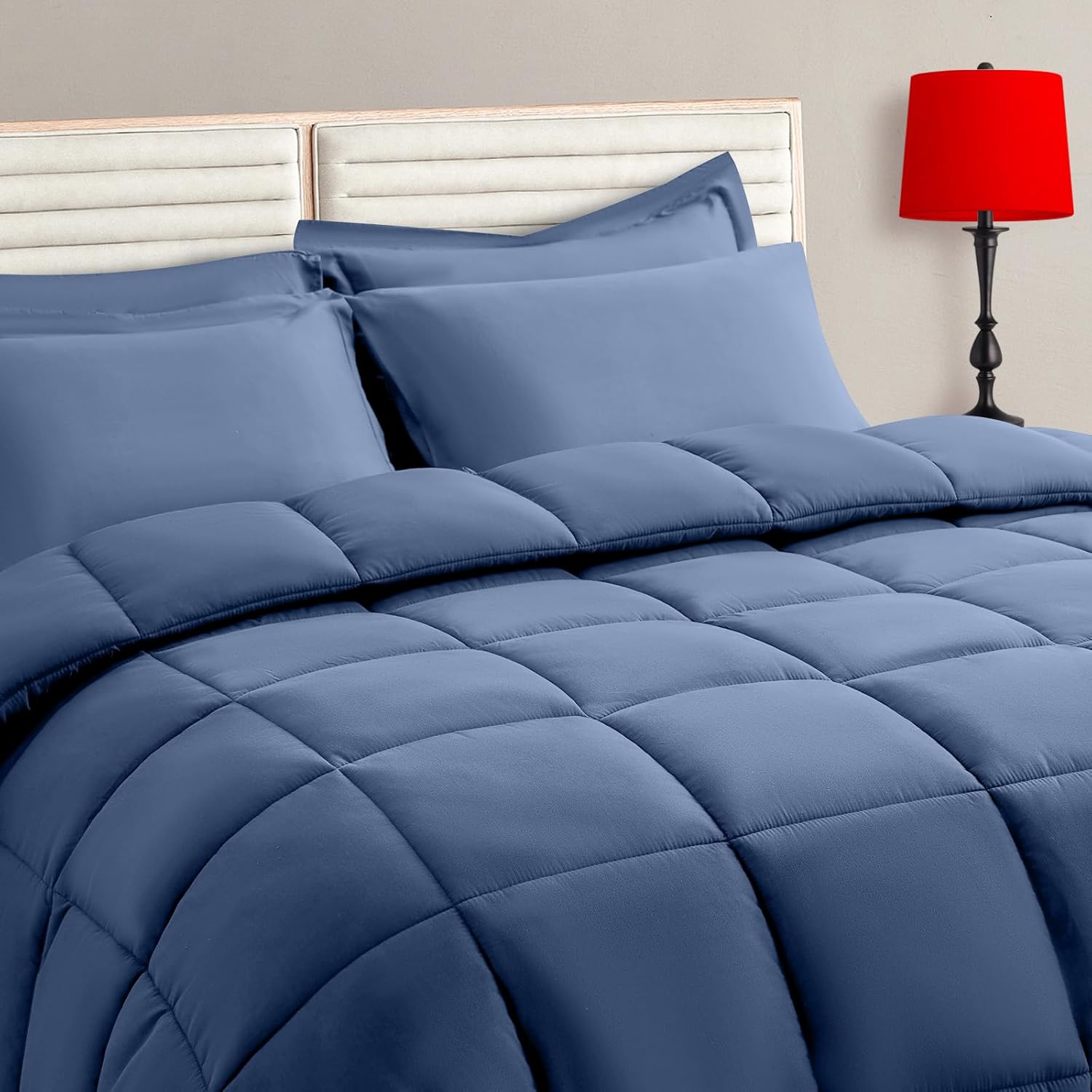 Slate Blue Twin Size Comforter Set - 5 Pieces for Cozy Sleep
