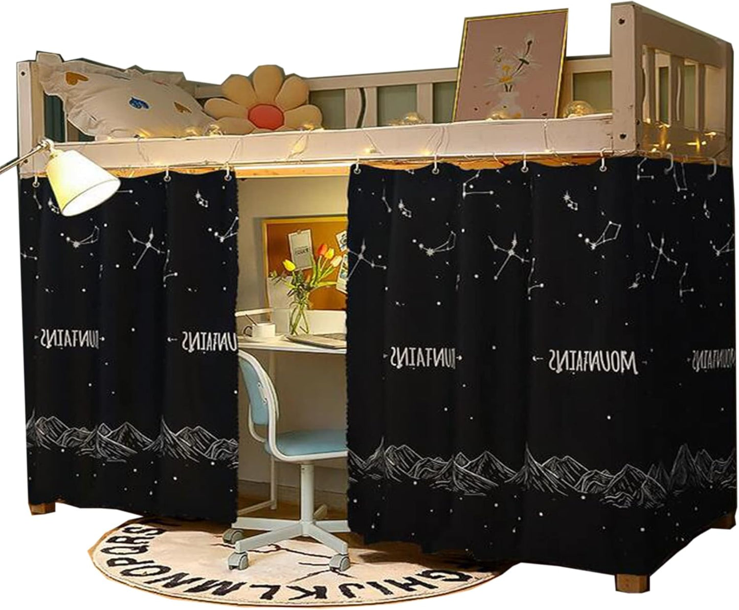 Dorm Bunk Bed Blackout Privacy Canopy by Qubanda