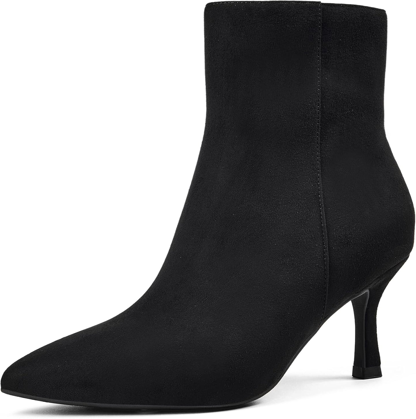 GENSHUO Women's Pointed Toe Kitten Ankle Booties for Elegance