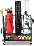 Golf Bag Storage Garage Organizer - Rolling 3-Tier Golf Rack
