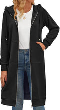Long Zip Up Hoodie Dress - Cozy Oversized Fleece Tunic for Fall