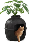 Hidden Litter Box with Faux Plant for Stylish Home Decor