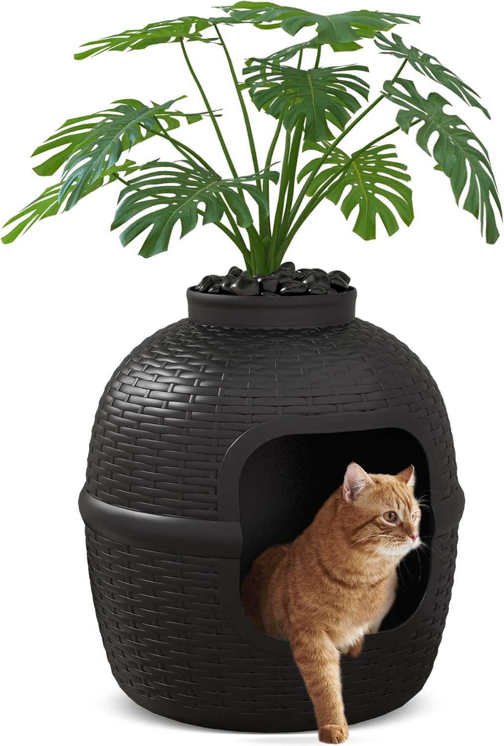 Hidden Litter Box with Faux Plant for Stylish Home Decor