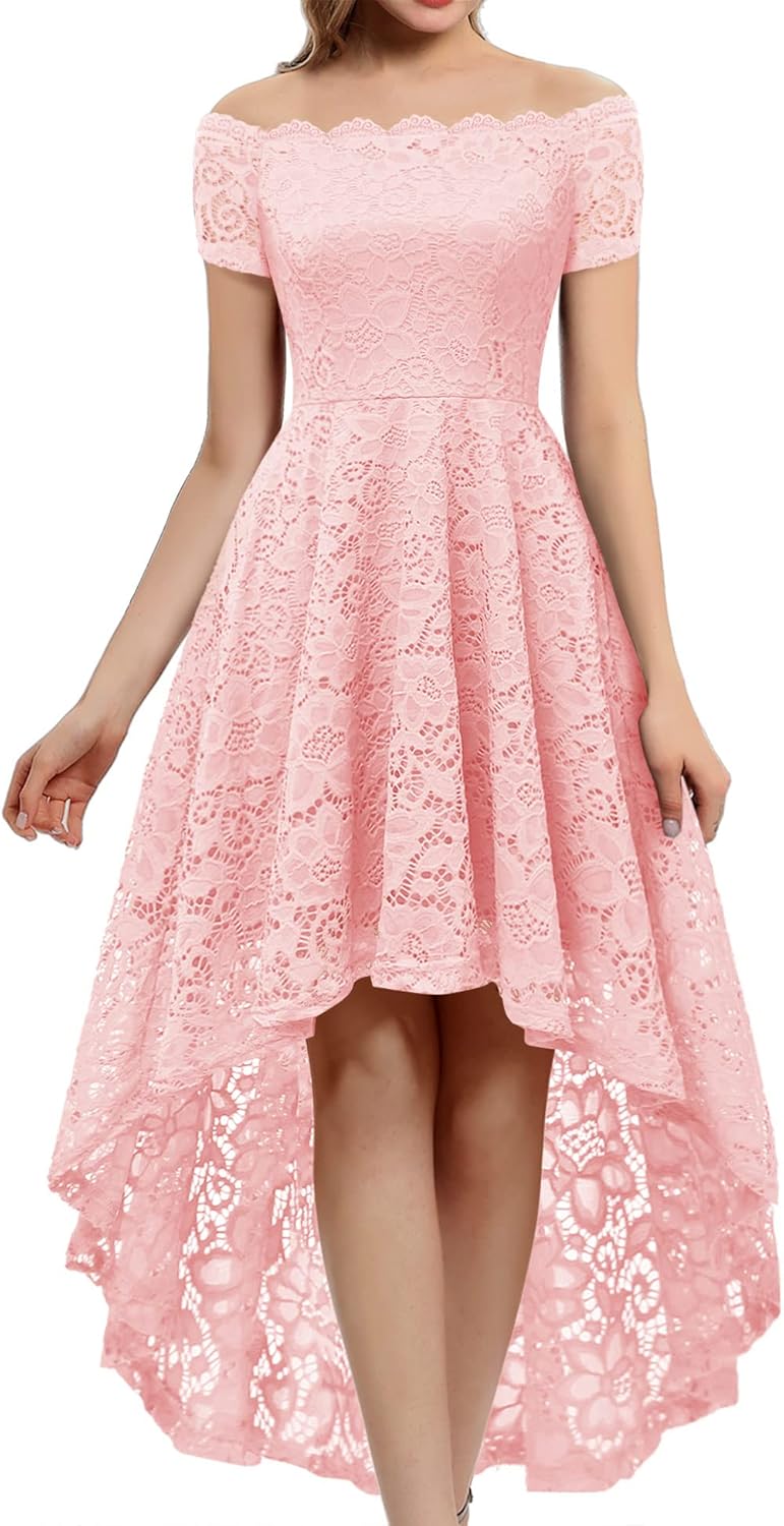 Dressystar Women's Hi-Lo Off Shoulder Lace Cocktail Dress Review