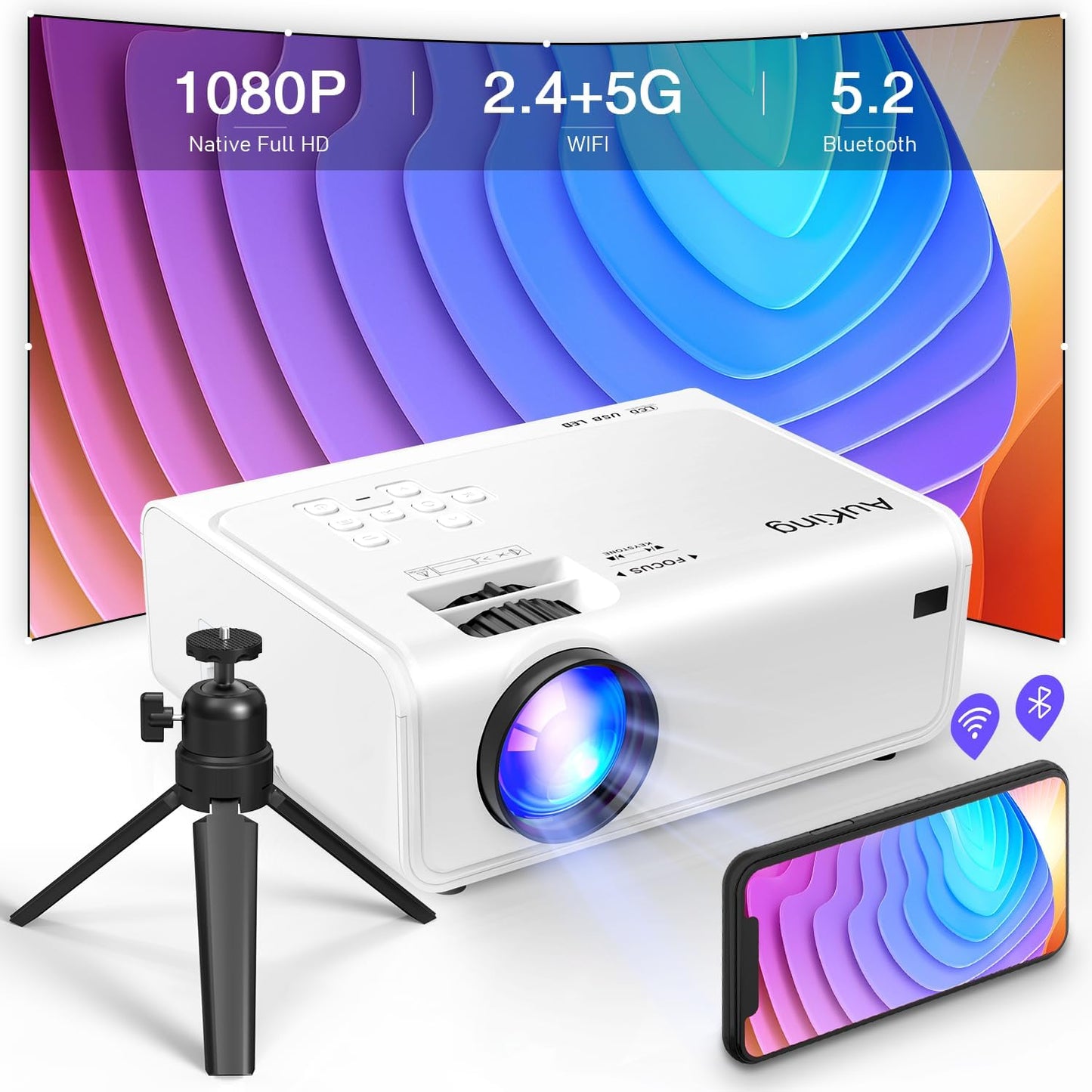 AuKing WiFi Projector: Full HD 1080P Home Theater