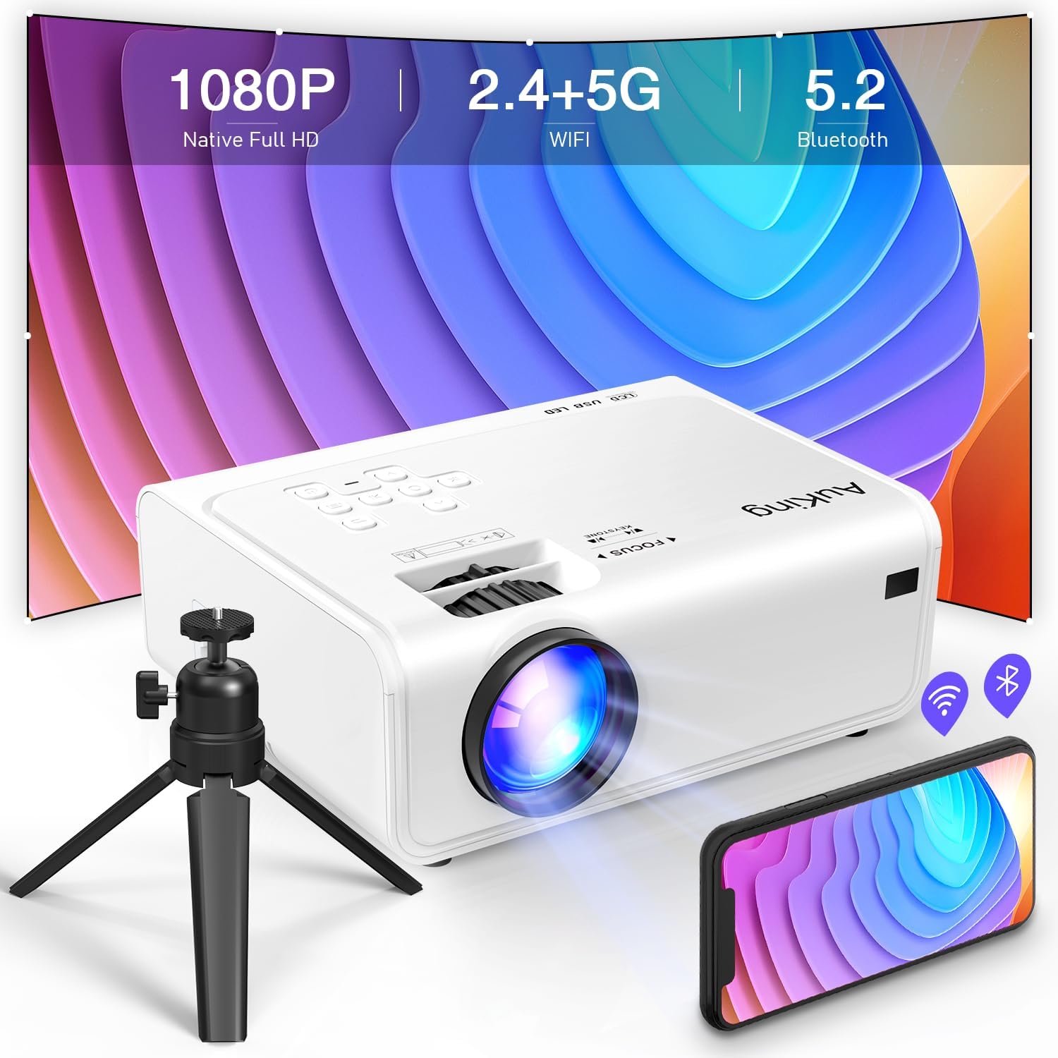 AuKing WiFi Projector: Full HD 1080P Home Theater
