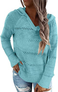 Women Color Block Hooded Crochet Striped Sweater (Style HG67)