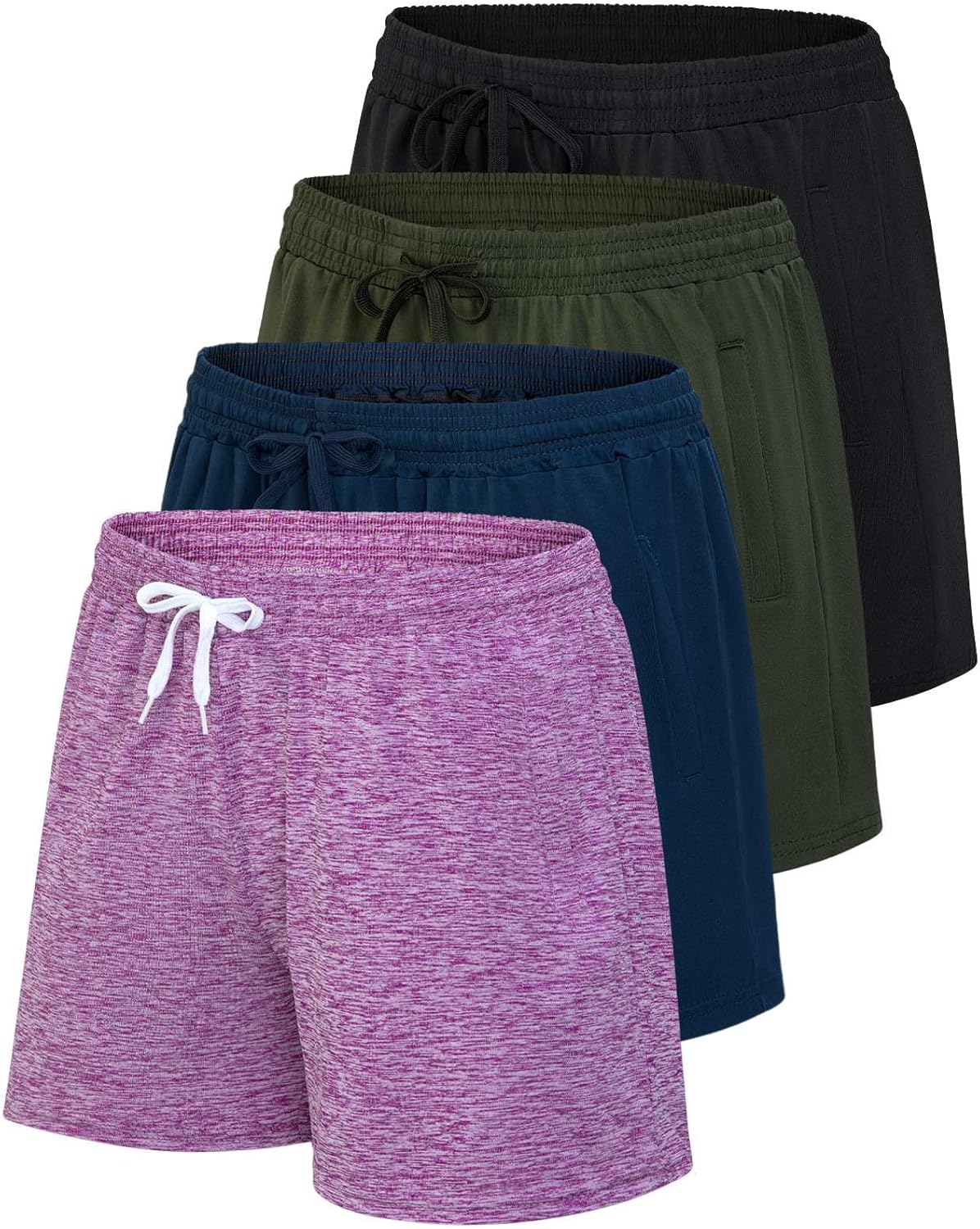 Womens Athletic Dry-Fit Lounge Shorts with Zipper Pockets