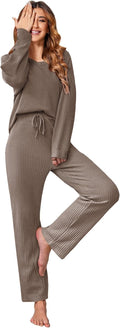 Ekouaer Women's Waffle Knit Pajama Set - Cozy Lightweight (Style 5N9F)
