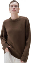 Women Cashmere Oversized Long Sleeve Pullover Sweater - Soft Crew Neck