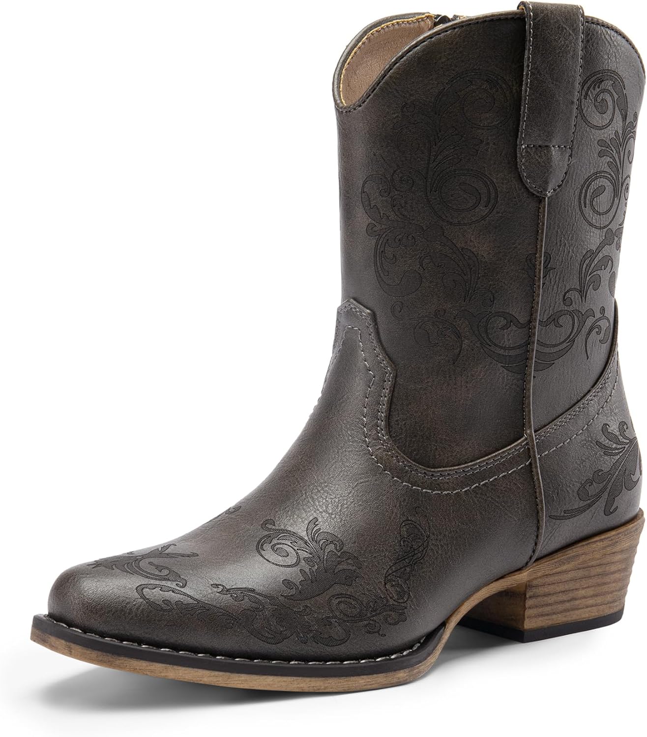 DREAM PAIRS Women's Cowboy Ankle Boots with Chunky Heels