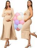 Tube Maternity Dress and Cardigan Set - Comfortable Strapless Maxi Fit