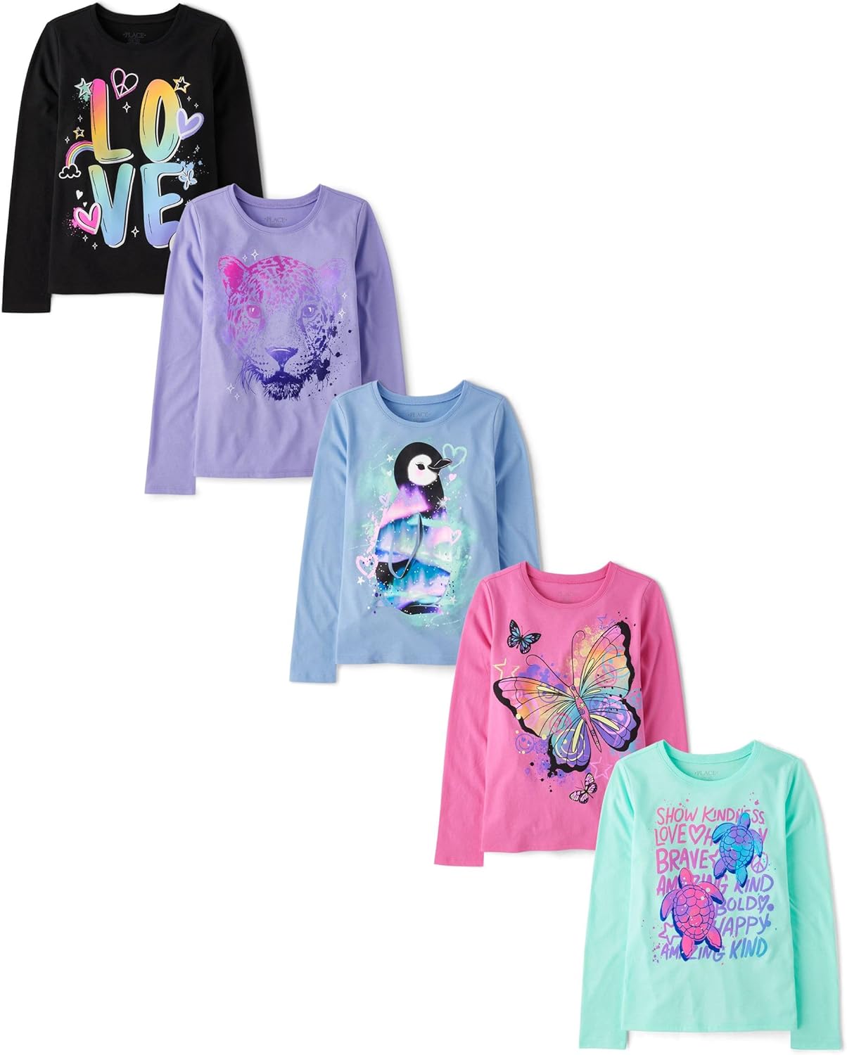 The Children's Place Girls' Long Sleeve Graphic T-Shirts Pack