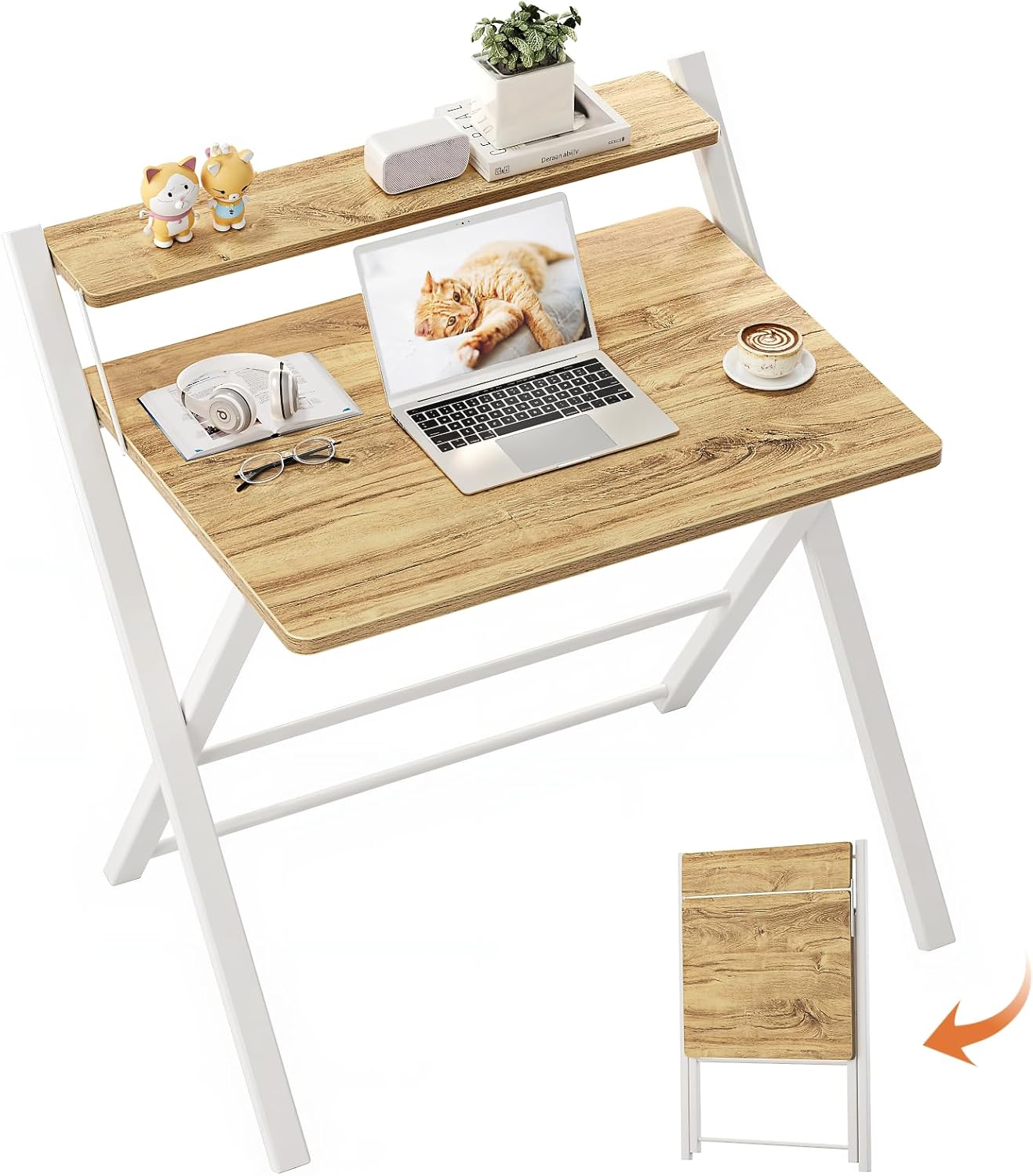 GreenForest No Assembly Folding Desk for Small Spaces and Offices